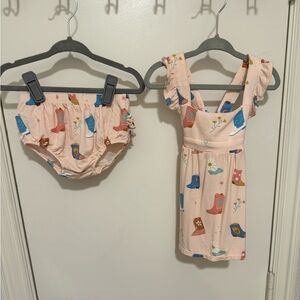 Angel Dear cowboy boot dress and matching bloomers